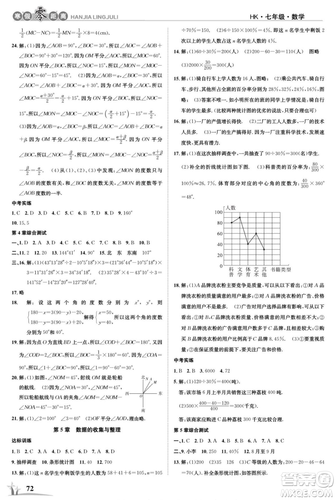 合肥工業(yè)大學出版社2022寒假零距離學期系統(tǒng)復習數(shù)學七年級HK滬科版答案