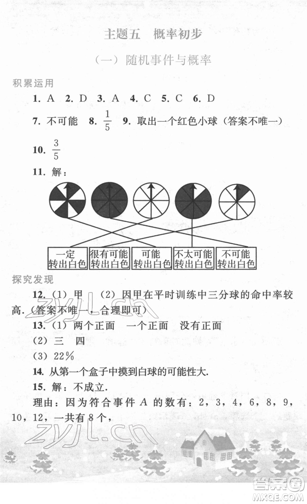 人民教育出版社2022寒假作業(yè)九年級數(shù)學(xué)人教版答案