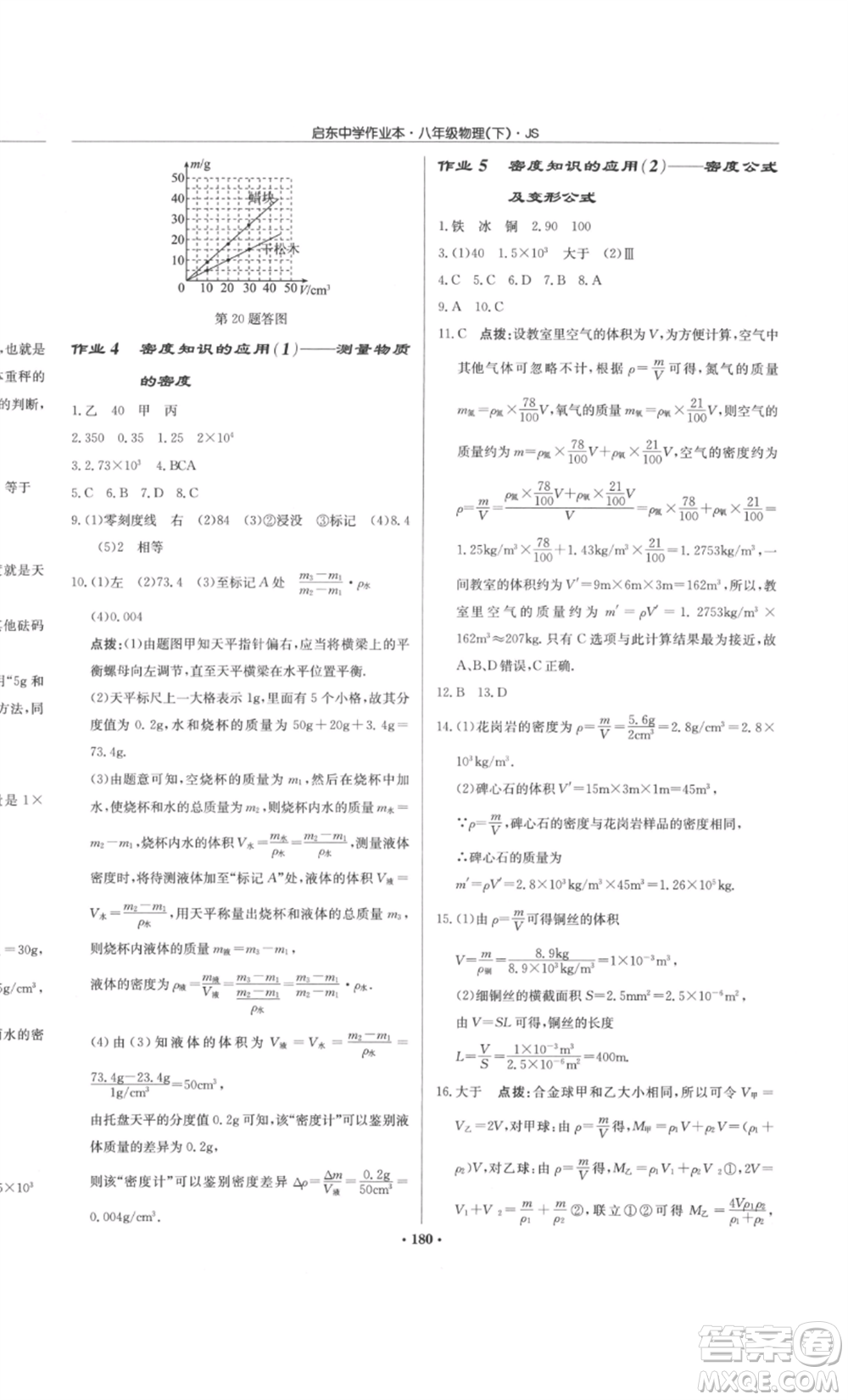 龍門書(shū)局2022啟東中學(xué)作業(yè)本八年級(jí)物理下冊(cè)江蘇版參考答案