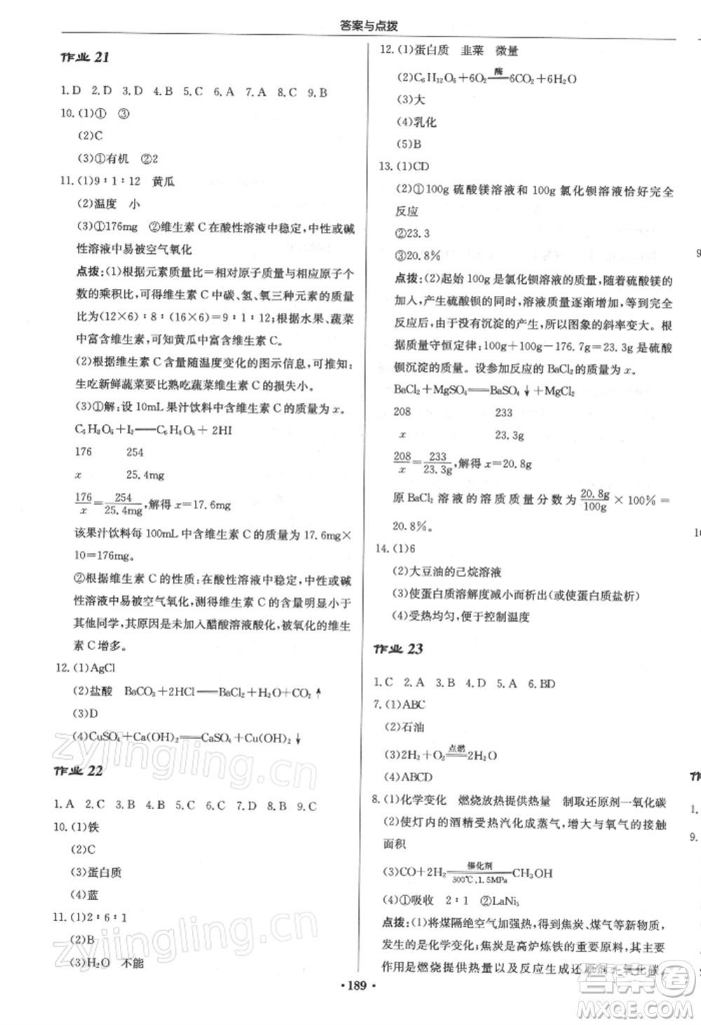 龍門書局2022啟東中學(xué)作業(yè)本九年級(jí)化學(xué)下冊(cè)滬教版參考答案
