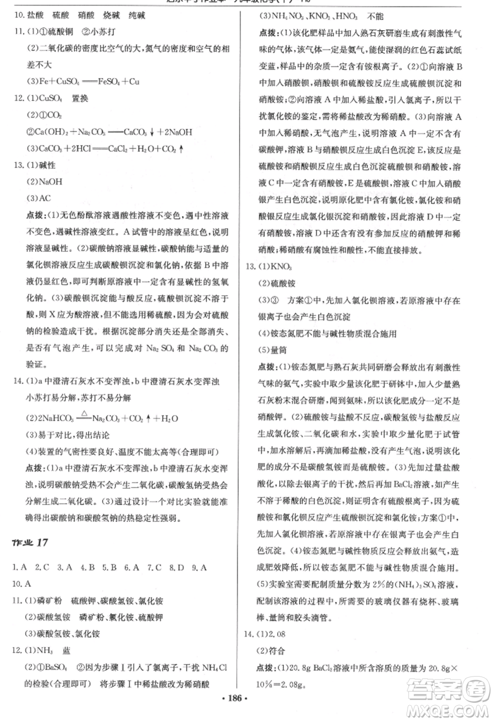 龍門書局2022啟東中學(xué)作業(yè)本九年級(jí)化學(xué)下冊(cè)滬教版參考答案