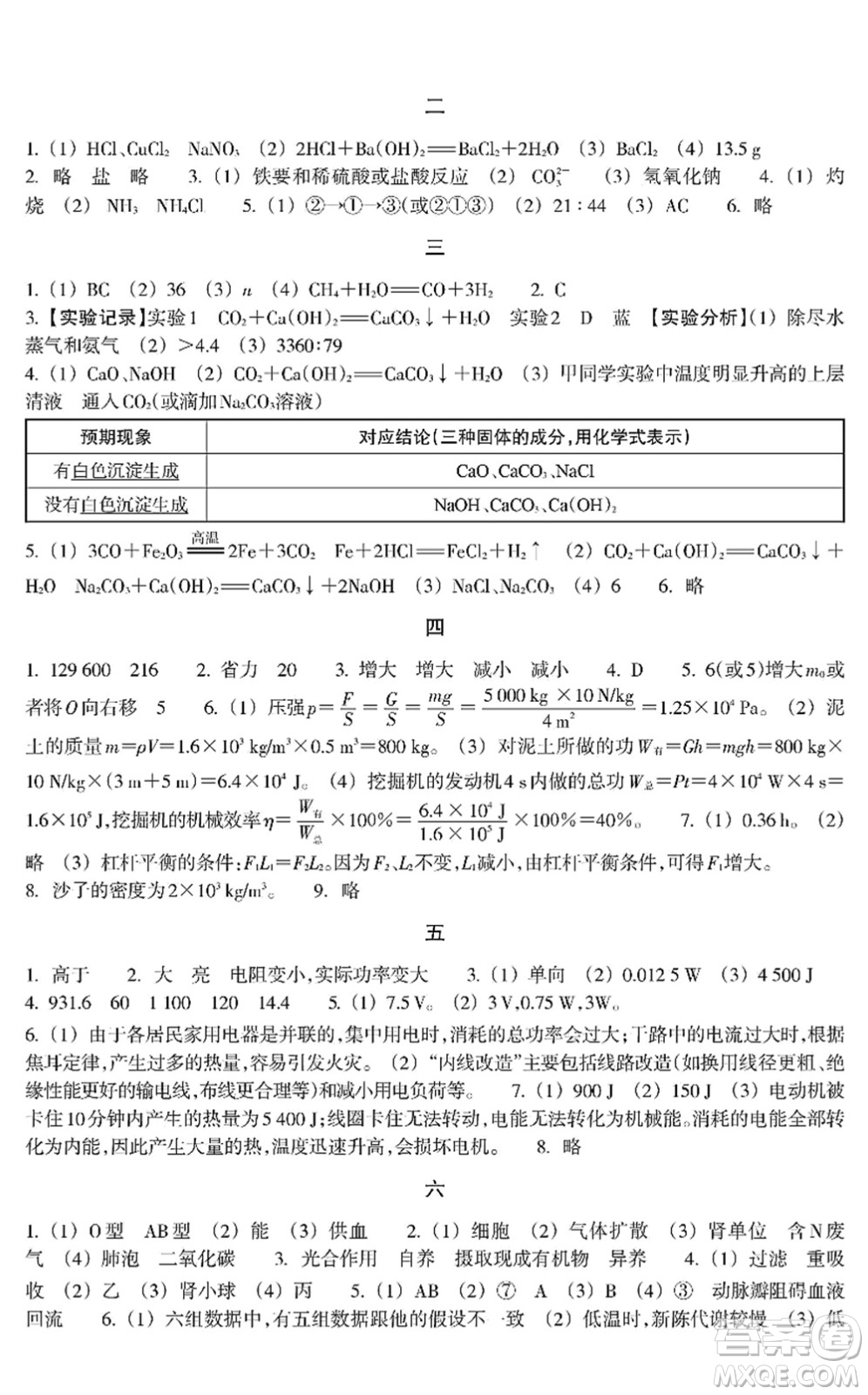 浙江教育出版社2022寒假作業(yè)九年級合訂本B版答案
