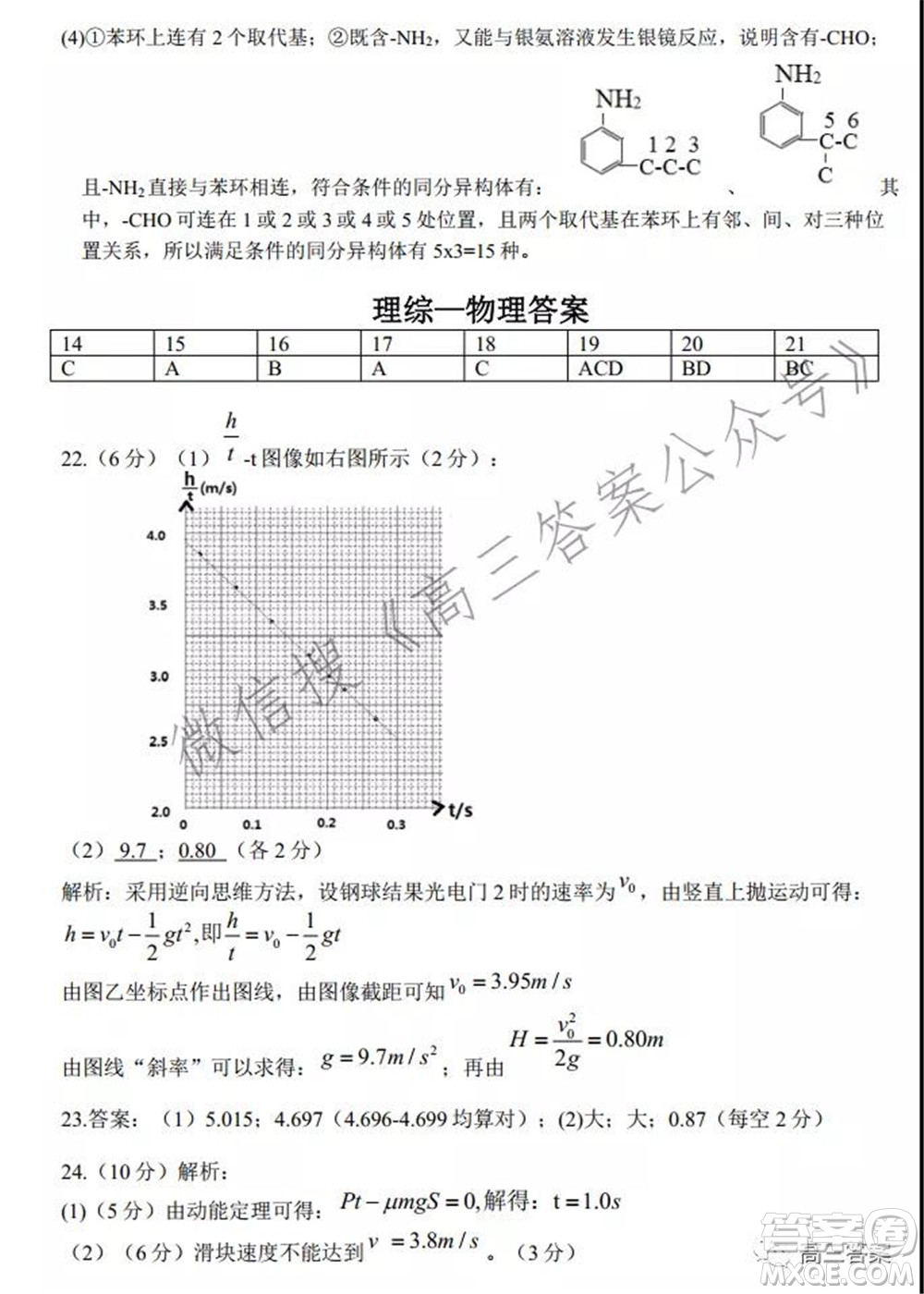 安徽省六校教育研究會2022屆高三聯(lián)考理科綜合能力測試答案