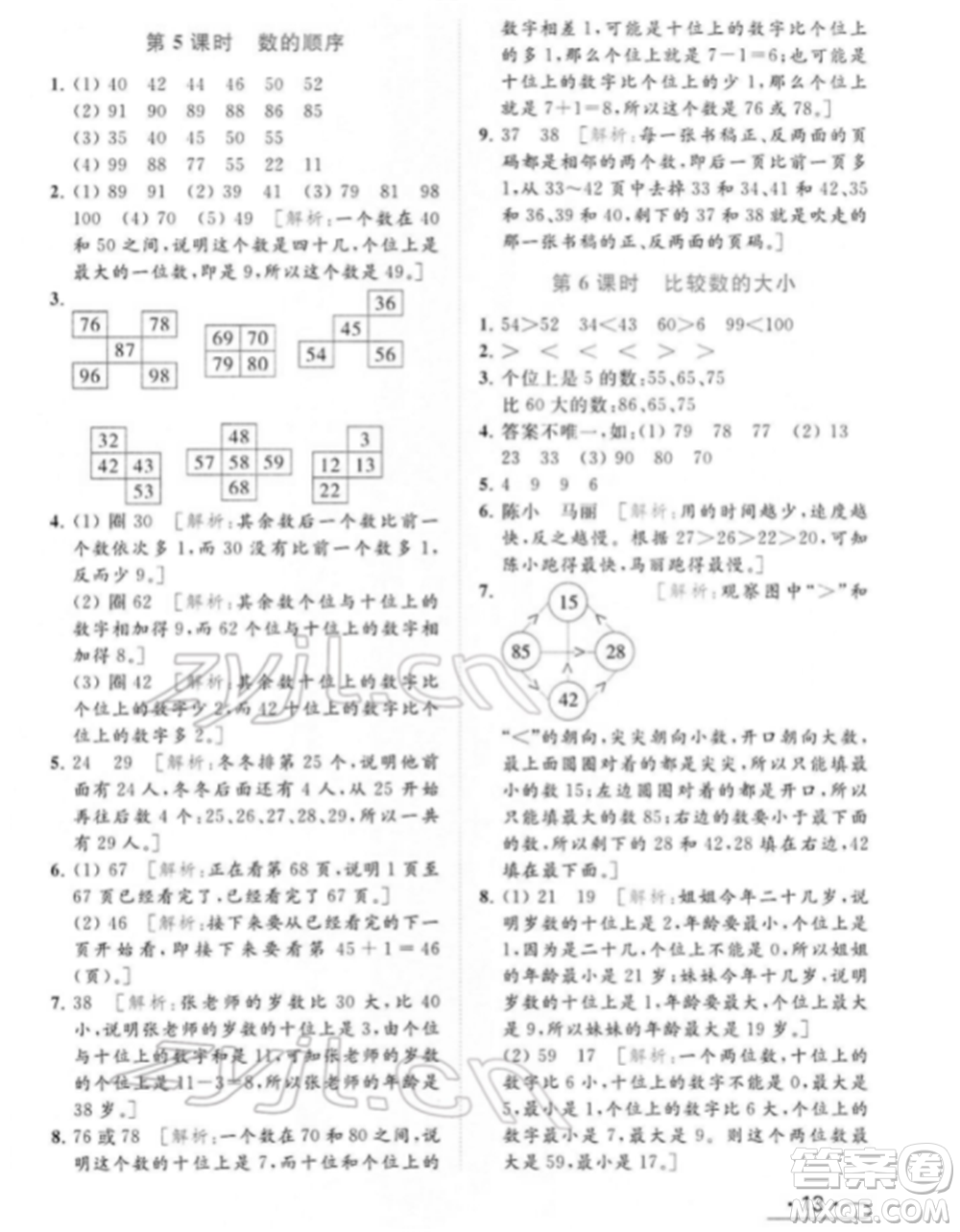 北京教育出版社2022亮點(diǎn)給力提優(yōu)課時作業(yè)本一年級數(shù)學(xué)下冊江蘇版參考答案