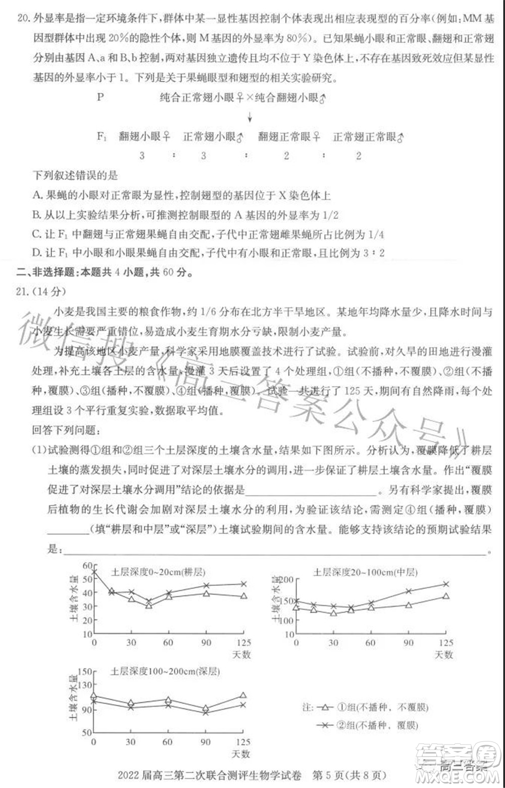 圓創(chuàng)聯(lián)考2021-2022學年高三上學期第二次聯(lián)合測評生物試題及答案