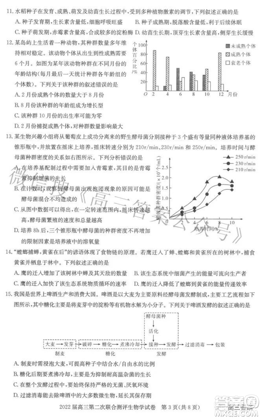 圓創(chuàng)聯(lián)考2021-2022學年高三上學期第二次聯(lián)合測評生物試題及答案