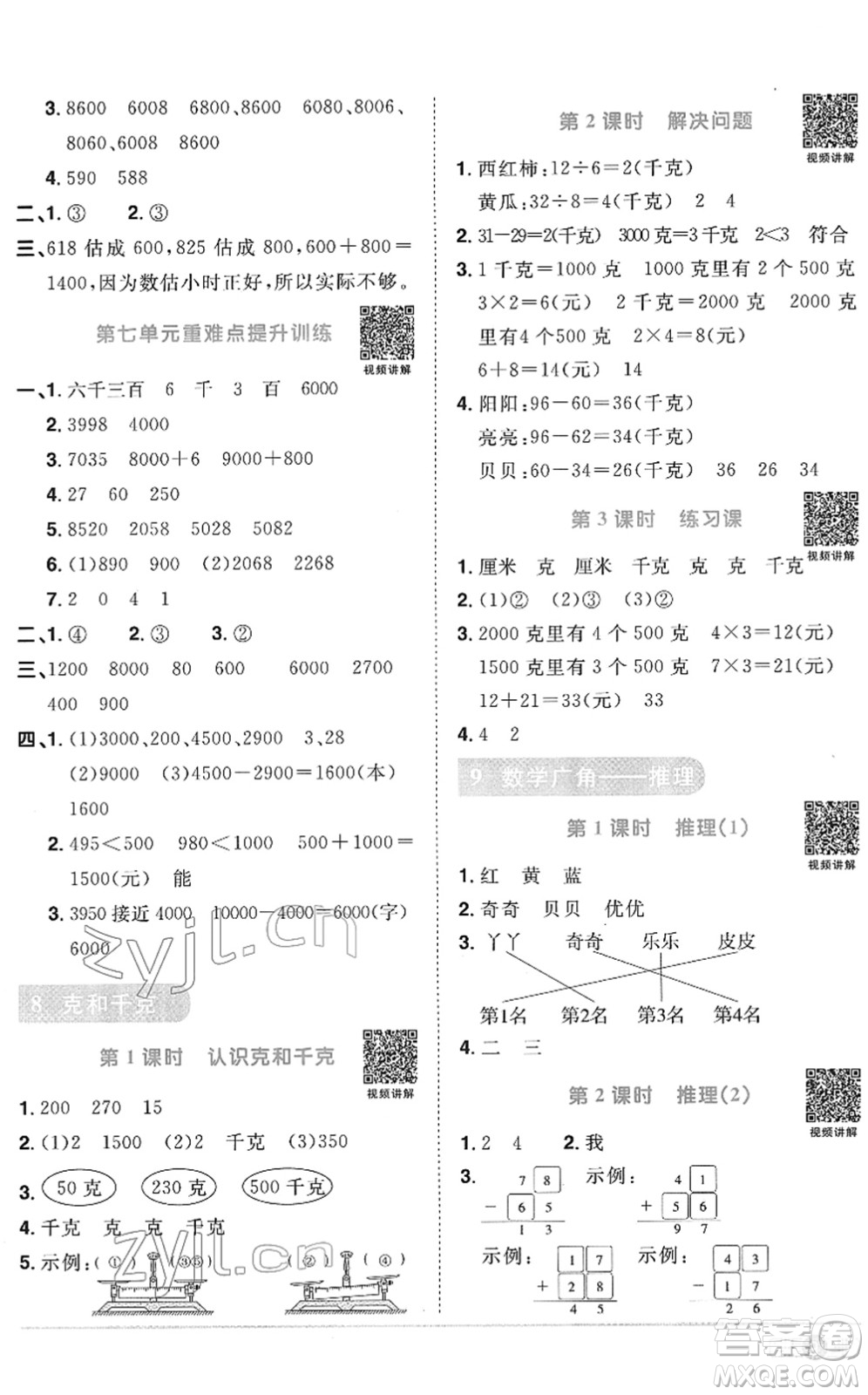 江西教育出版社2022陽光同學課時優(yōu)化作業(yè)二年級數學下冊RJ人教版菏澤專版答案