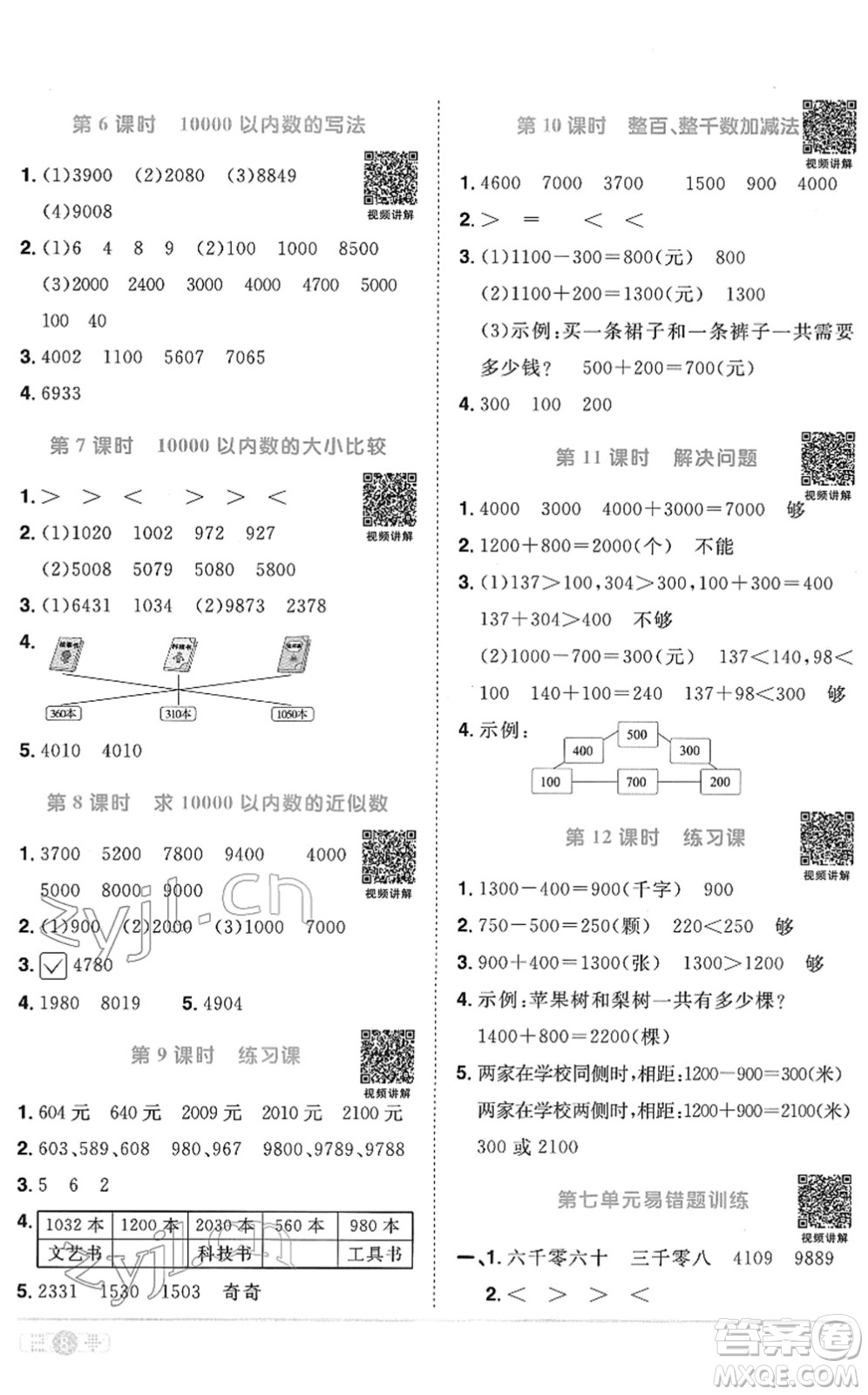 江西教育出版社2022陽光同學課時優(yōu)化作業(yè)二年級數學下冊RJ人教版菏澤專版答案