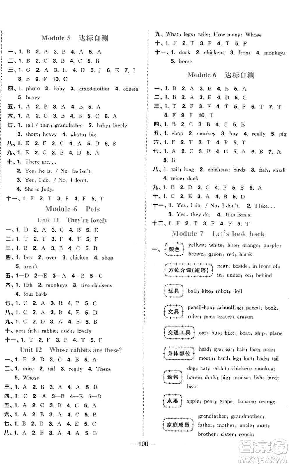 江西教育出版社2022陽光同學(xué)課時(shí)優(yōu)化作業(yè)三年級英語下冊教育科學(xué)版答案