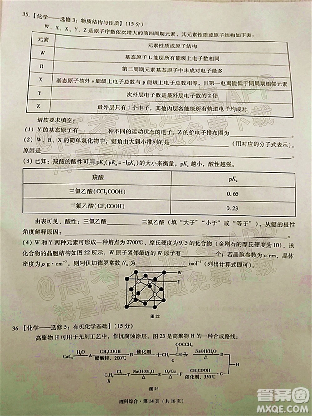 貴陽(yáng)市五校2022屆高三年級(jí)聯(lián)合考試五理科綜合試題及答案