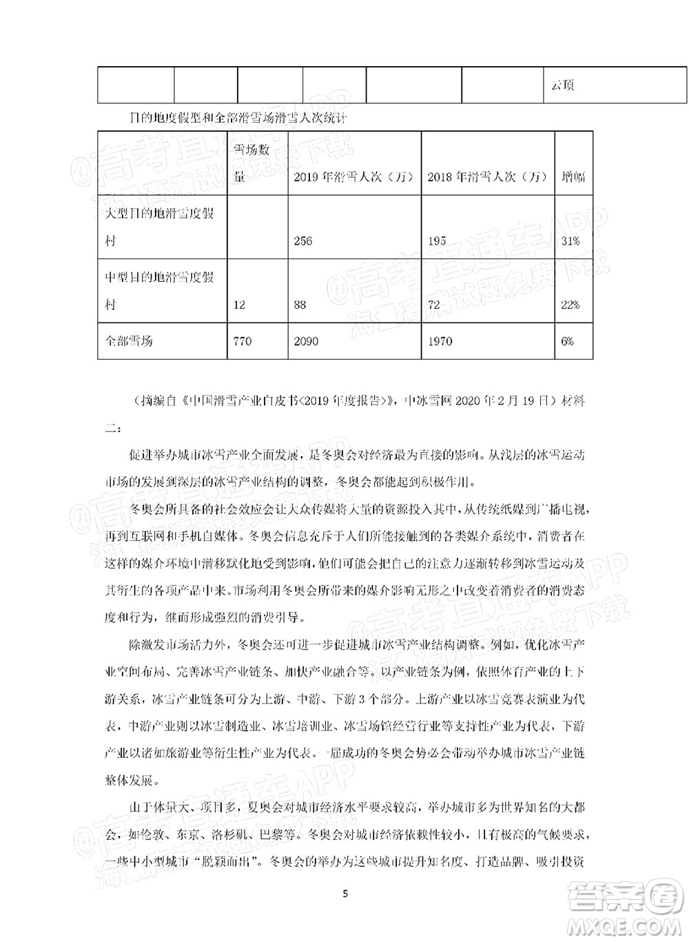 2022屆高三冬奧會新題速遞語文試題及答案