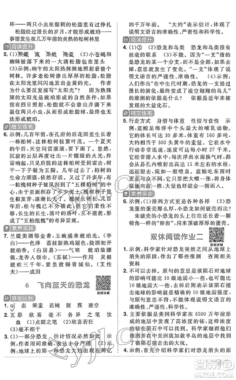 江西教育出版社2022陽光同學(xué)課時(shí)優(yōu)化作業(yè)四年級語文下冊RJ人教版答案