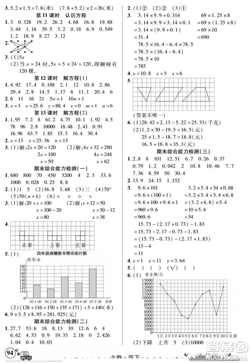 新疆青少年出版社2022英才小靈通北數(shù)四年級(jí)下冊(cè)答案