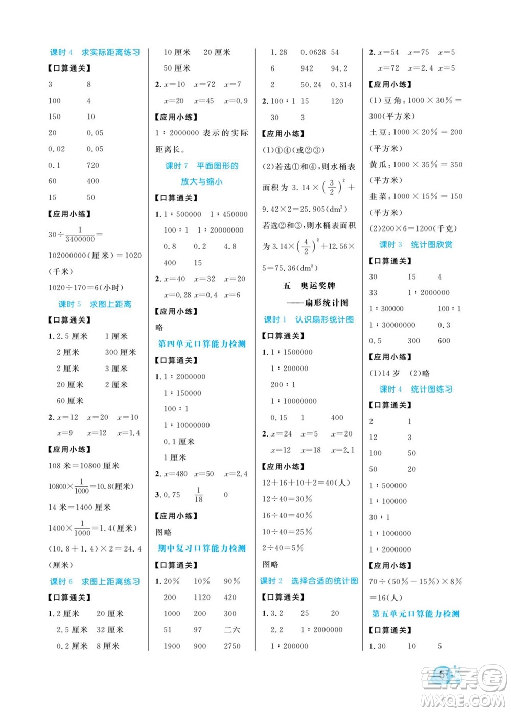 北方婦女兒童出版社2022黃岡口算天天練六年級(jí)下冊(cè)數(shù)學(xué)QD青島版答案