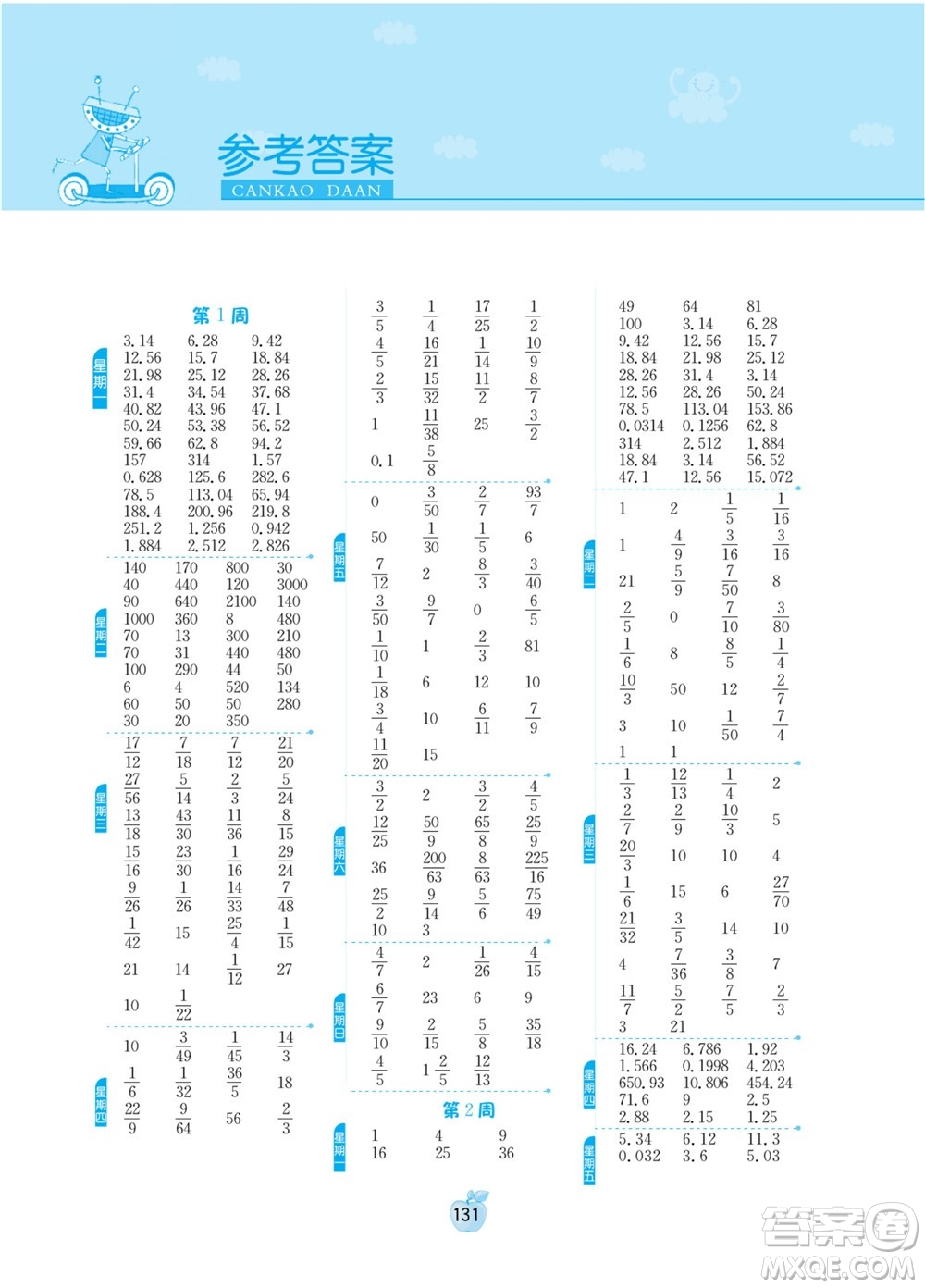 江蘇人民出版社2022小學數學計算高手六年級下冊BSD北師大版答案