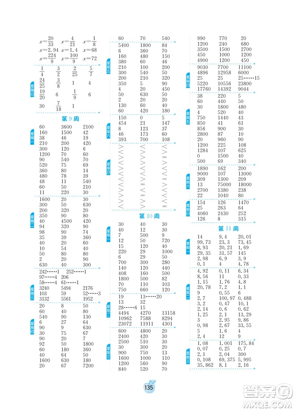 江蘇人民出版社2022小學數學計算高手六年級下冊BSD北師大版答案