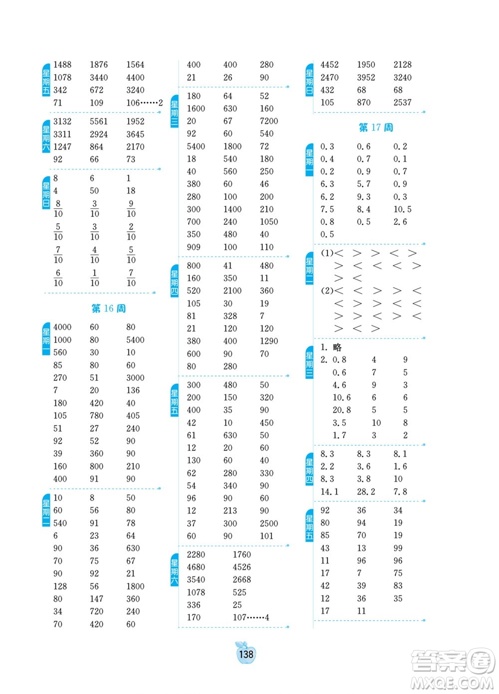 江蘇人民出版社2022小學(xué)數(shù)學(xué)計(jì)算高手三年級下冊JSJY蘇教版答案