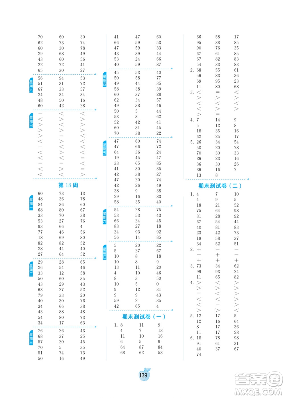 江蘇人民出版社2022小學(xué)數(shù)學(xué)計算高手一年級下冊BSD北師大版答案