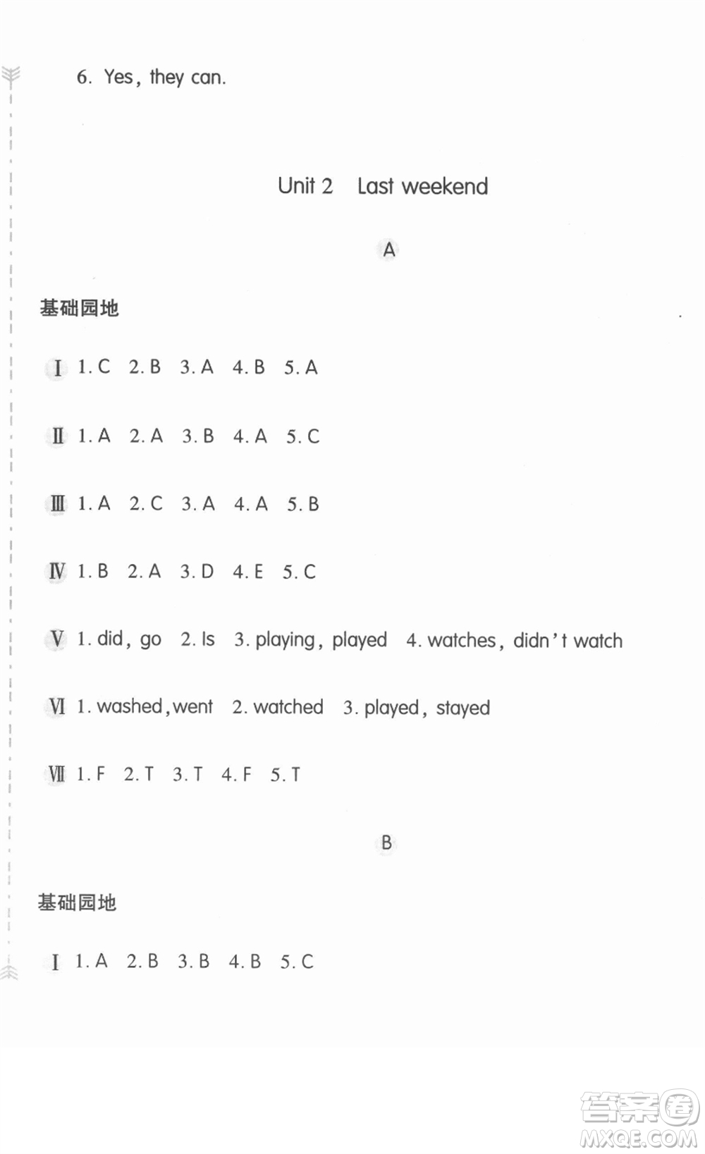 安徽少年兒童出版社2022新編基礎(chǔ)訓(xùn)練六年級(jí)英語(yǔ)下冊(cè)人教版答案