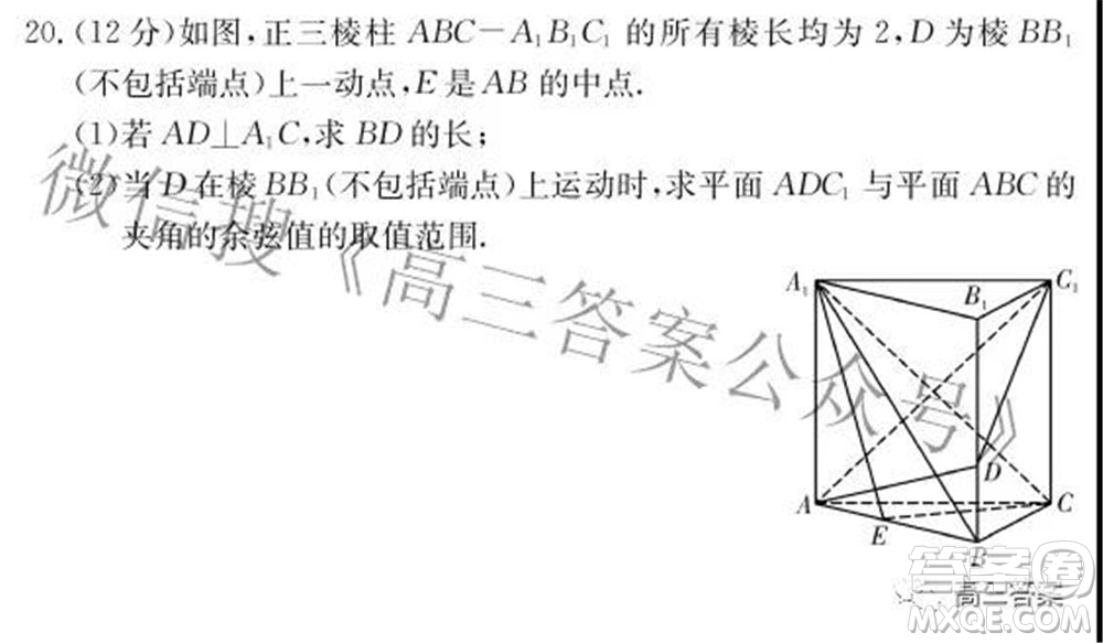 長(zhǎng)郡中學(xué)2022屆高三月考試卷六數(shù)學(xué)試題及答案