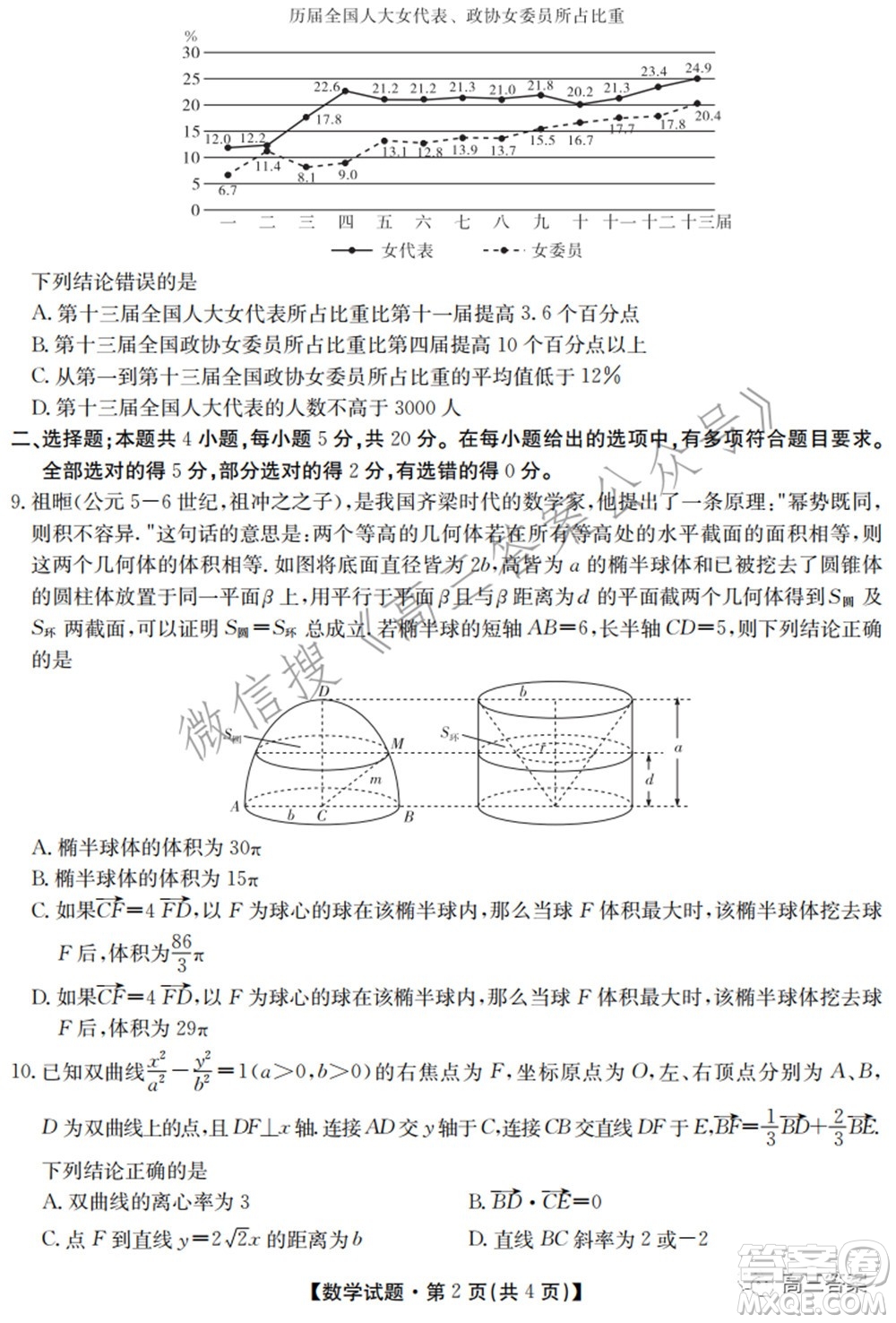 2022屆華大新高考聯(lián)盟高三下學(xué)期開學(xué)考試收心卷數(shù)學(xué)試題及答案