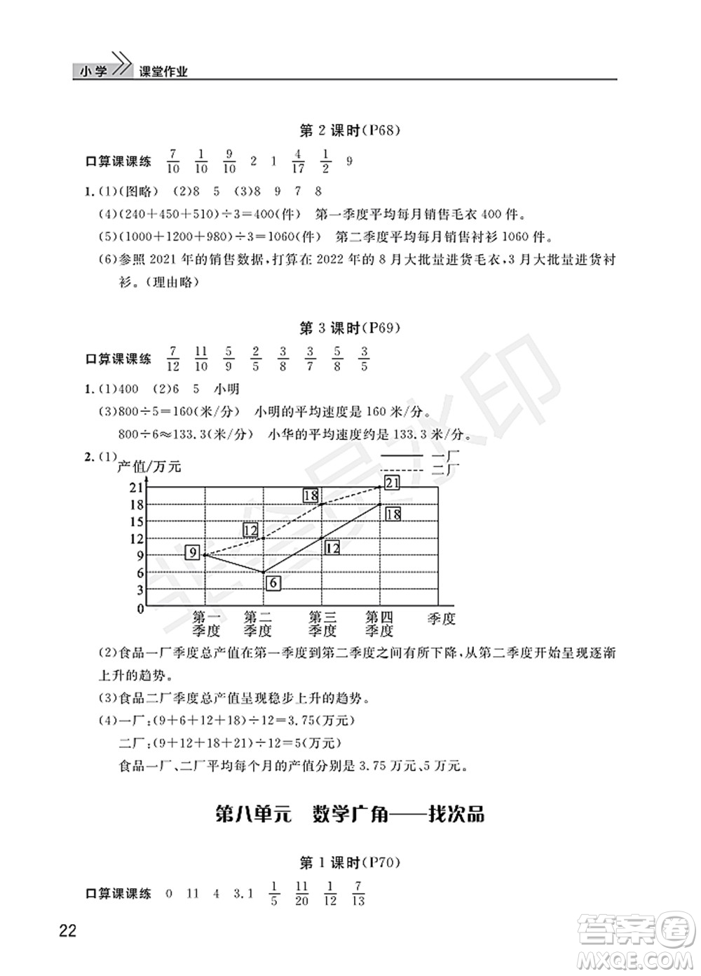 武漢出版社2022智慧學(xué)習(xí)天天向上課堂作業(yè)五年級(jí)數(shù)學(xué)下冊(cè)人教版答案