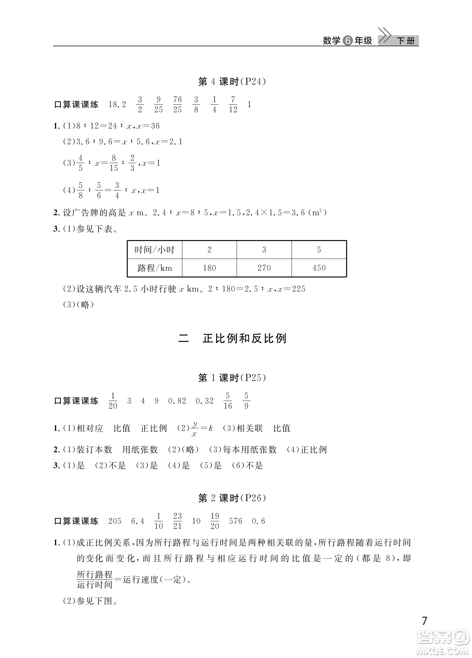 武漢出版社2022智慧學(xué)習(xí)天天向上課堂作業(yè)六年級數(shù)學(xué)下冊人教版答案
