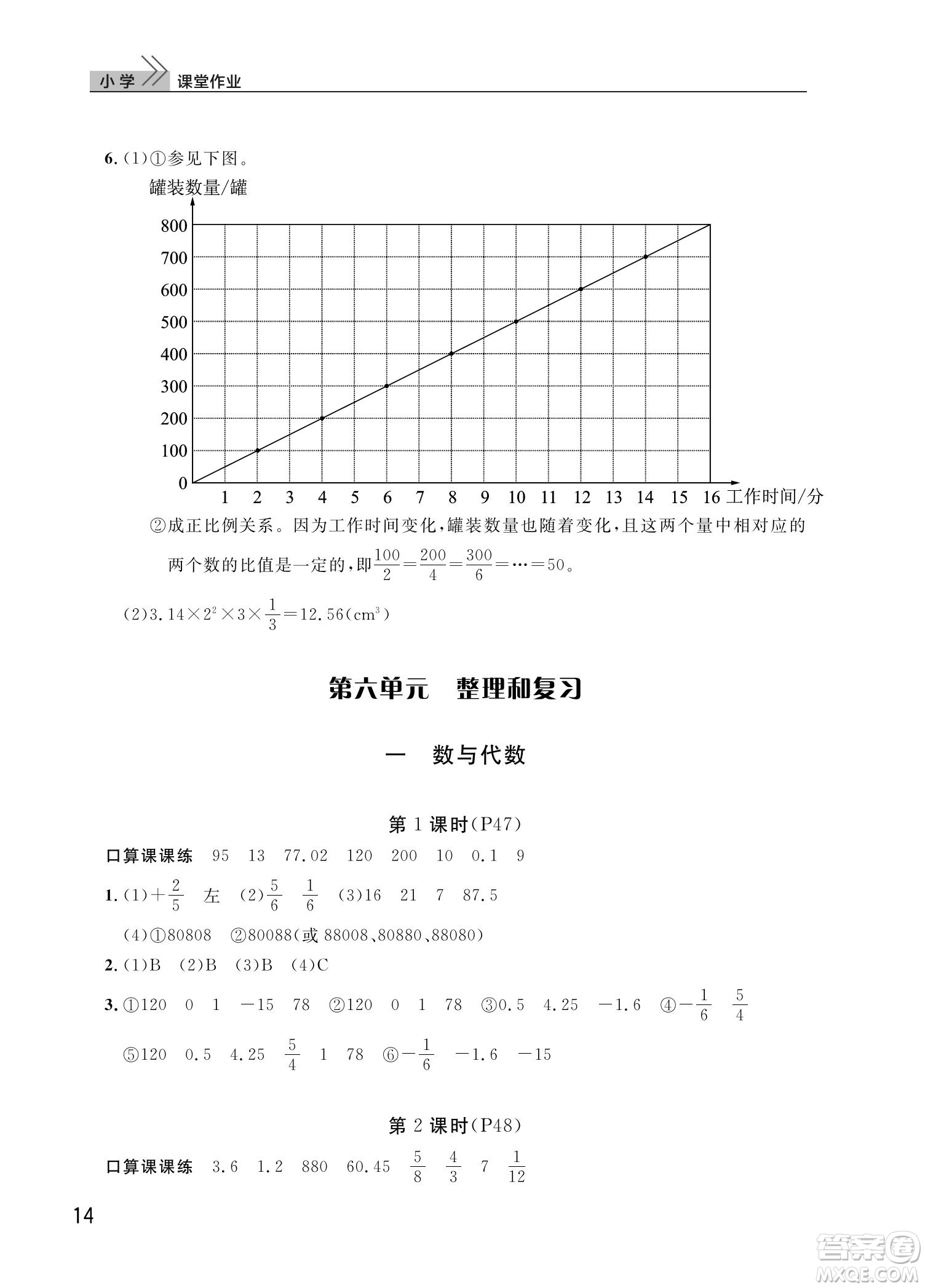 武漢出版社2022智慧學(xué)習(xí)天天向上課堂作業(yè)六年級數(shù)學(xué)下冊人教版答案