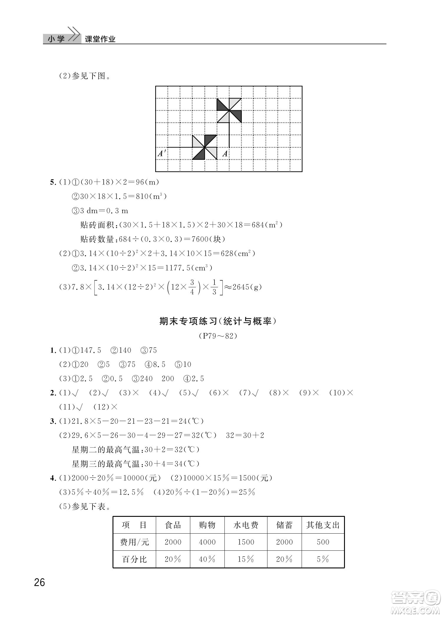 武漢出版社2022智慧學(xué)習(xí)天天向上課堂作業(yè)六年級數(shù)學(xué)下冊人教版答案