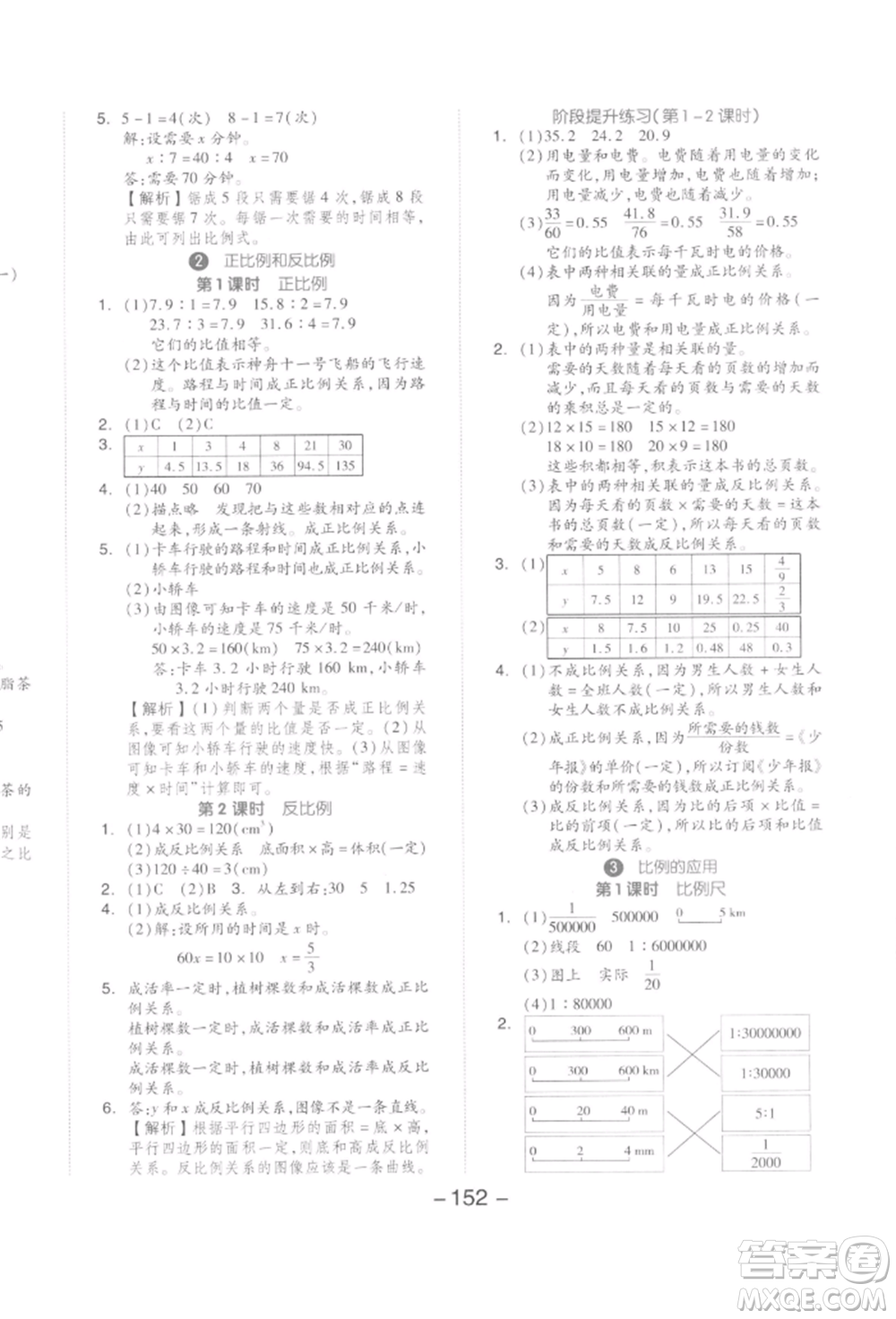 開(kāi)明出版社2022全品學(xué)練考六年級(jí)數(shù)學(xué)下冊(cè)人教版參考答案