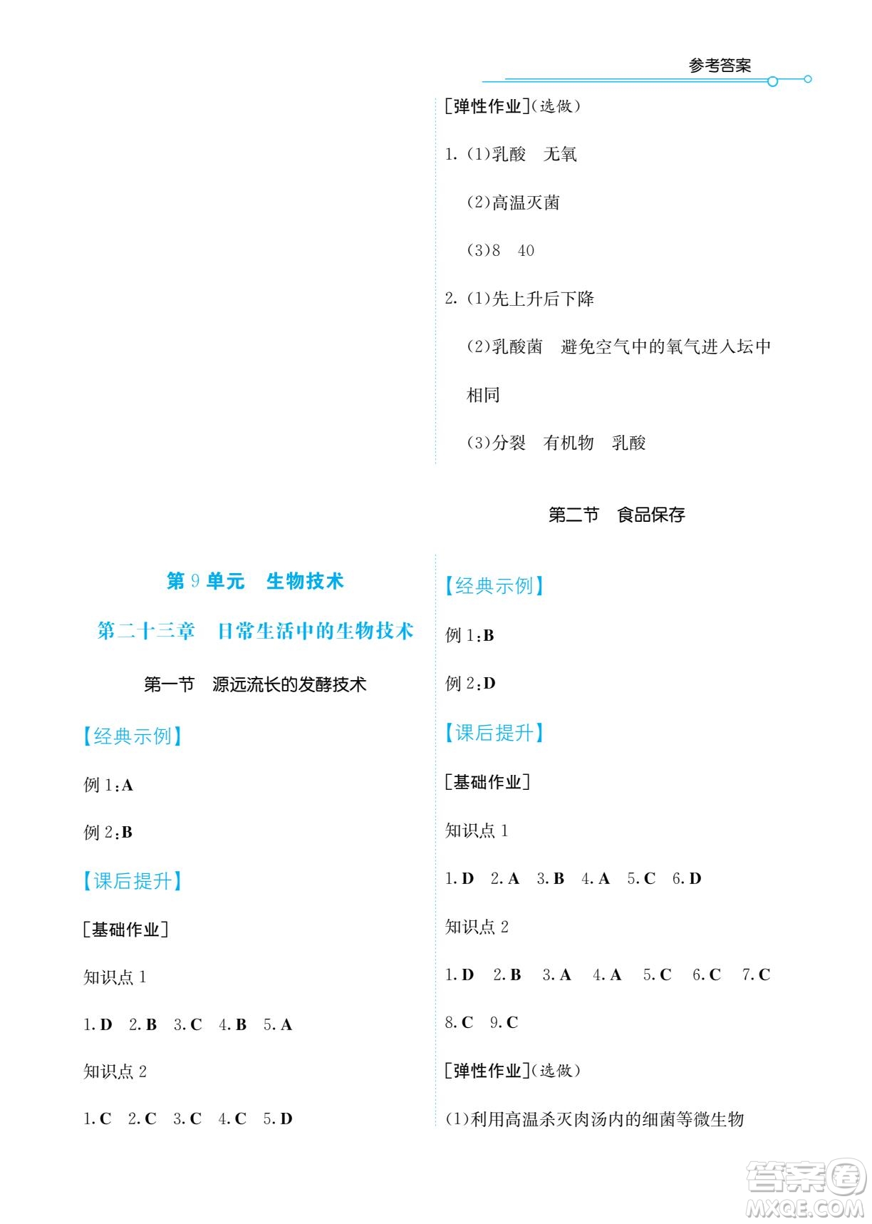 湖南教育出版社2022學(xué)法大視野八年級(jí)生物下冊(cè)蘇教版答案