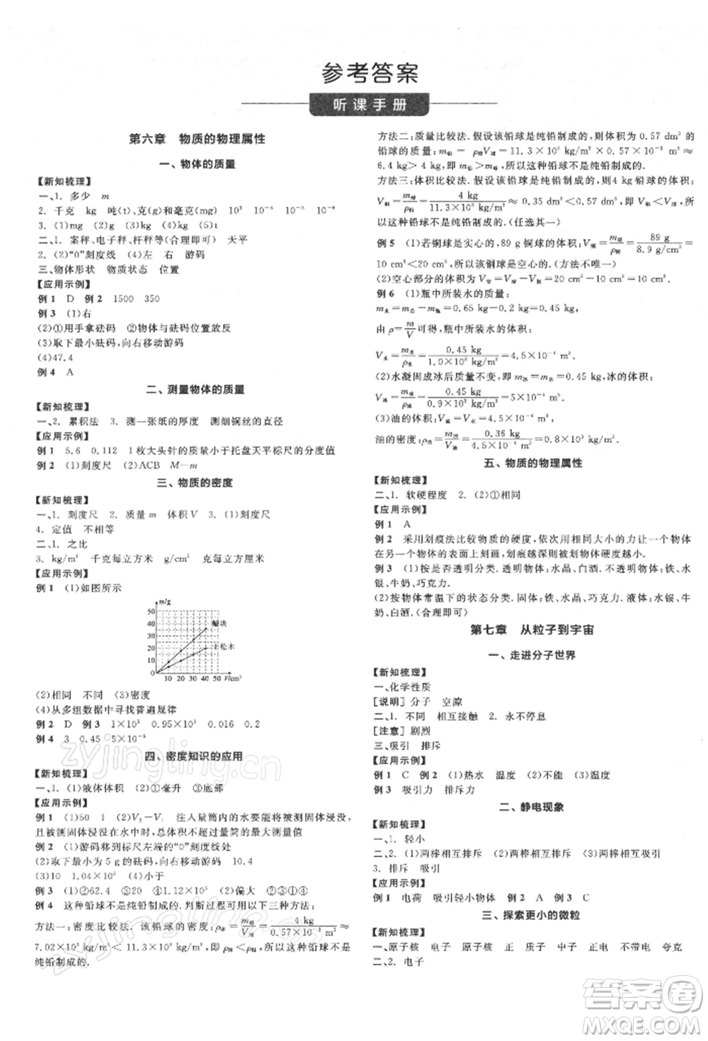 天津人民出版社2022全品學(xué)練考聽課手冊八年級(jí)物理下冊蘇科版參考答案