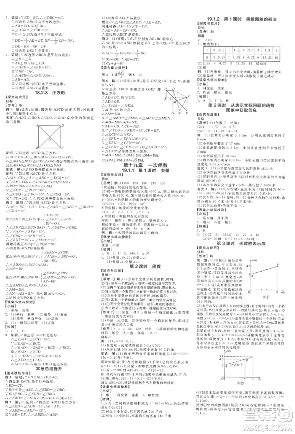 陽光出版社2022全品學(xué)練考學(xué)習(xí)手冊(cè)八年級(jí)數(shù)學(xué)下冊(cè)人教版江西專版參考答案
