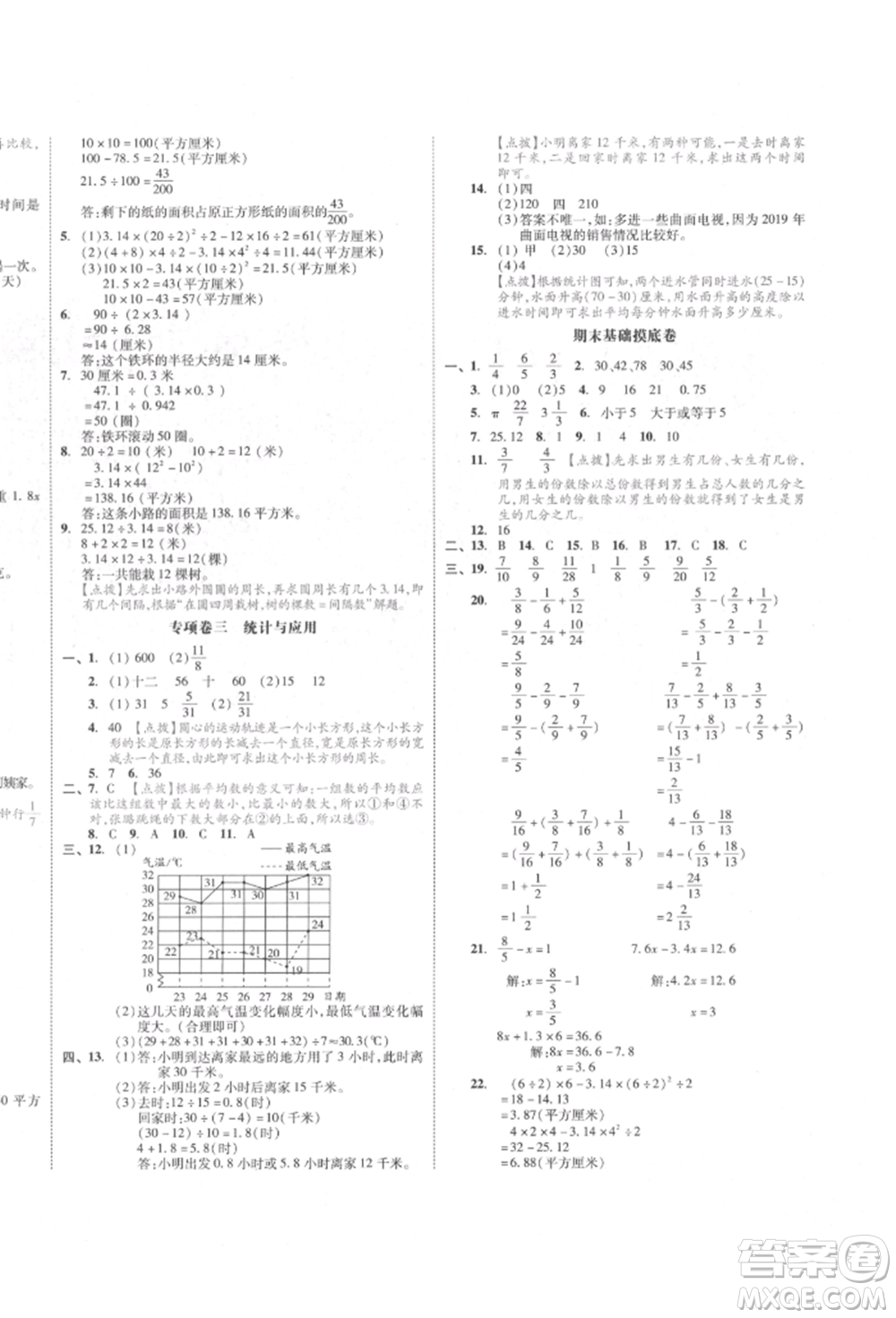 天津人民出版社2022全品小復(fù)習(xí)五年級(jí)數(shù)學(xué)下冊(cè)蘇教版江蘇專版參考答案