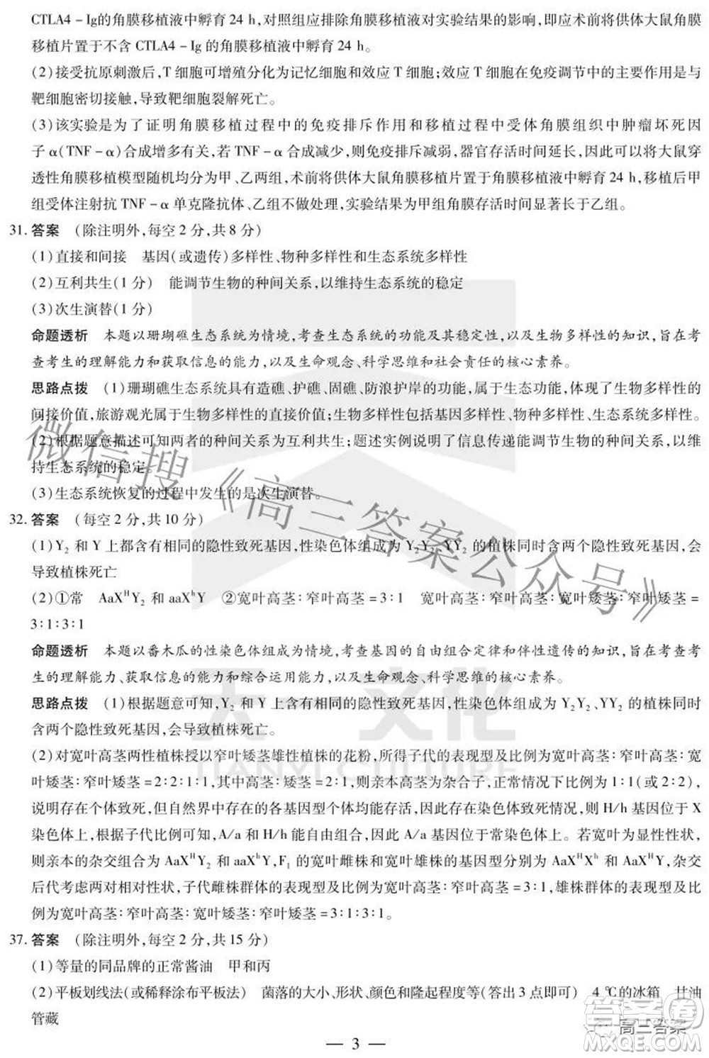 天一大聯(lián)考2021-2022學年高中畢業(yè)班階段性測試四理科綜合試題及答案