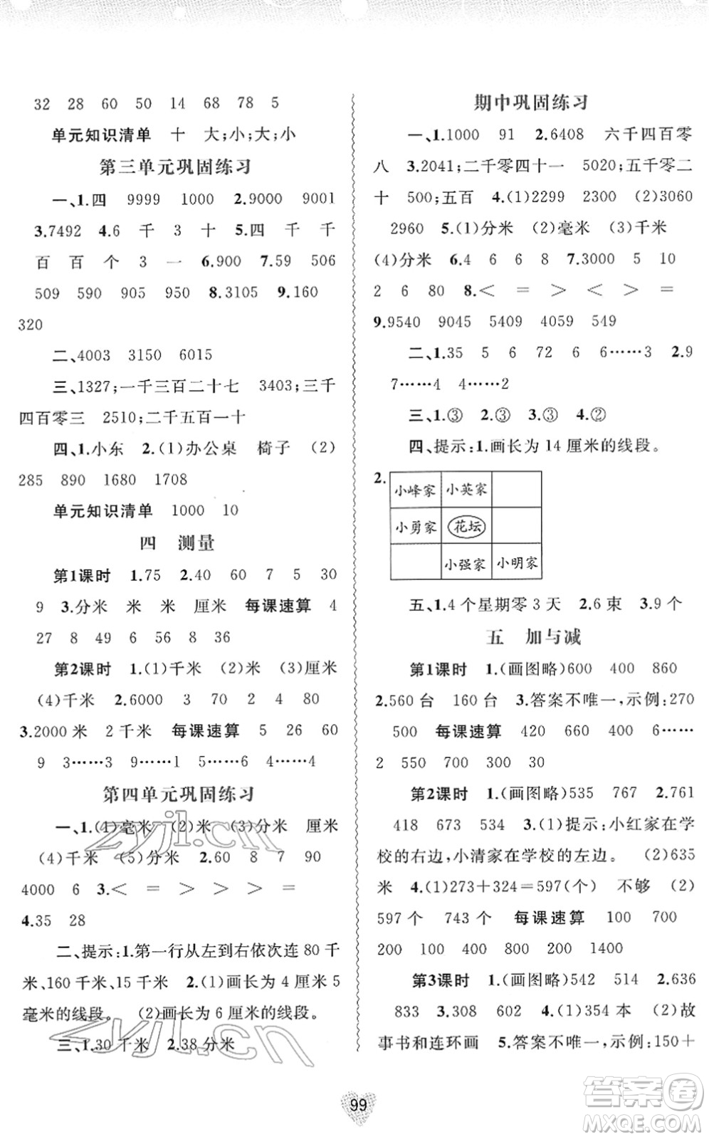 廣西教育出版社2022新課程學(xué)習(xí)與測(cè)評(píng)同步學(xué)習(xí)二年級(jí)數(shù)學(xué)下冊(cè)北師大版答案