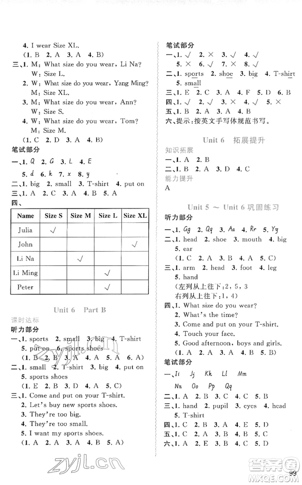 廣西教育出版社2022新課程學(xué)習(xí)與測評同步學(xué)習(xí)三年級英語下冊福建教育版答案