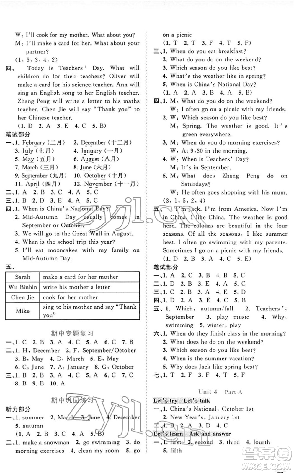 廣西教育出版社2022新課程學(xué)習(xí)與測(cè)評(píng)同步學(xué)習(xí)五年級(jí)英語下冊(cè)人教版答案