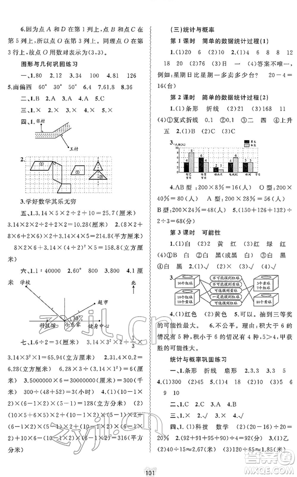 廣西教育出版社2022新課程學習與測評同步學習六年級數(shù)學下冊河北教育版答案
