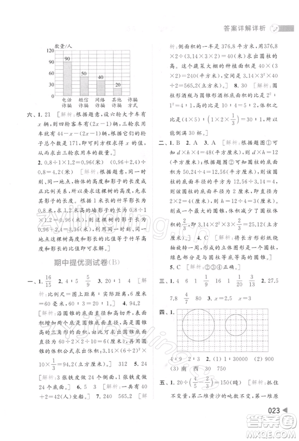 北京教育出版社2022亮點(diǎn)給力提優(yōu)班多維互動空間六年級數(shù)學(xué)下冊蘇教版參考答案