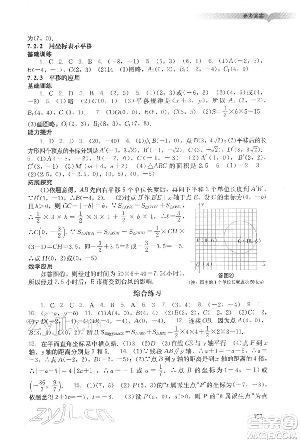 廣州出版社2022陽(yáng)光學(xué)業(yè)評(píng)價(jià)七年級(jí)數(shù)學(xué)下冊(cè)人教版參考答案