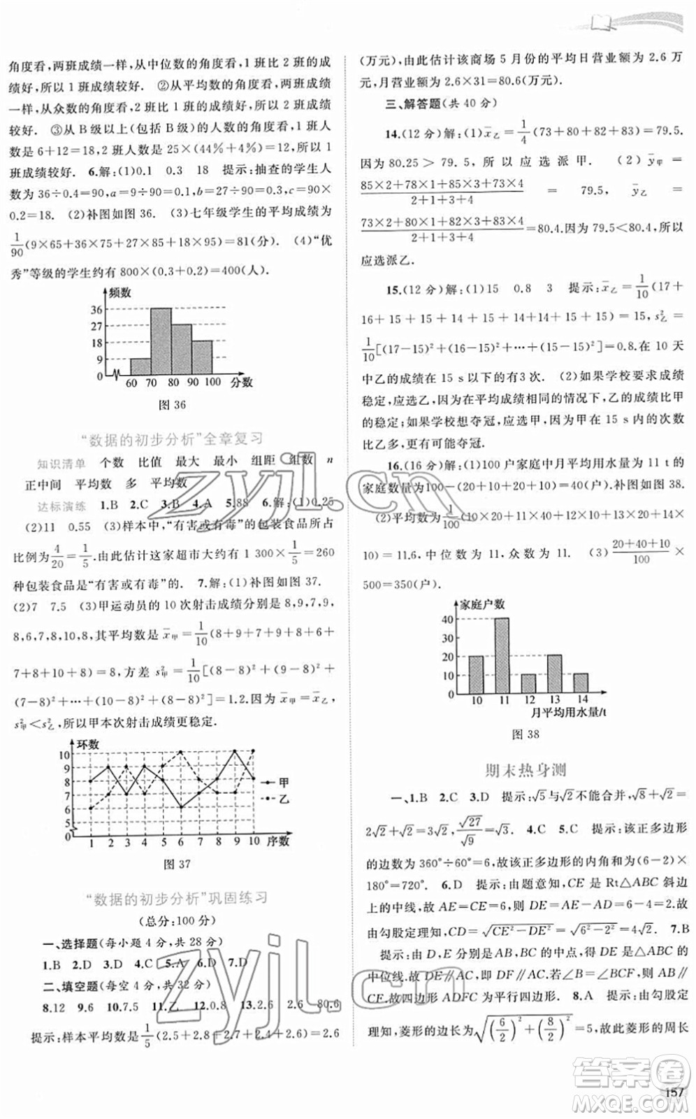 廣西教育出版社2022新課程學(xué)習(xí)與測(cè)評(píng)同步學(xué)習(xí)八年級(jí)數(shù)學(xué)下冊(cè)滬科版答案