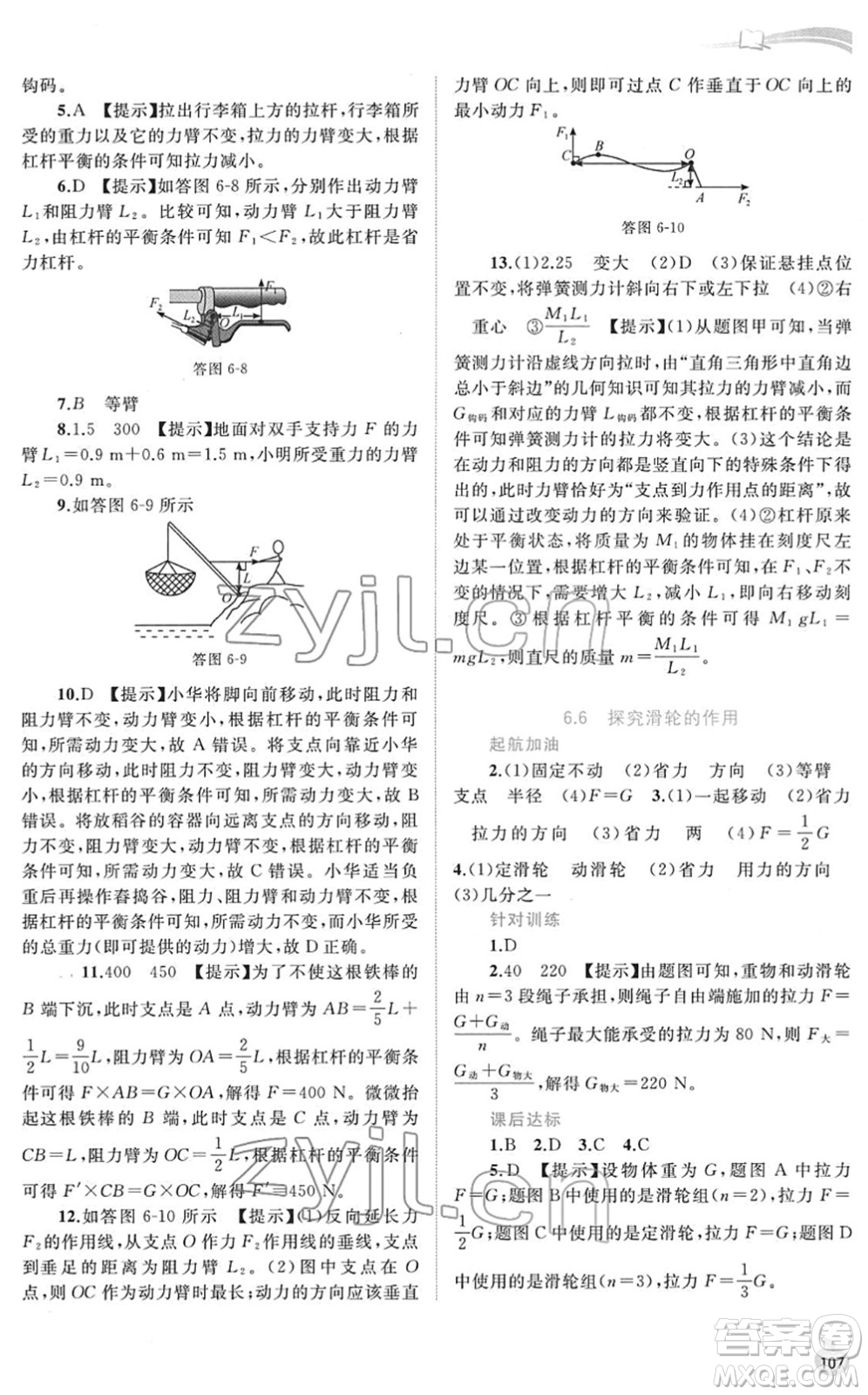 廣西教育出版社2022新課程學習與測評同步學習八年級物理下冊粵教滬科版答案