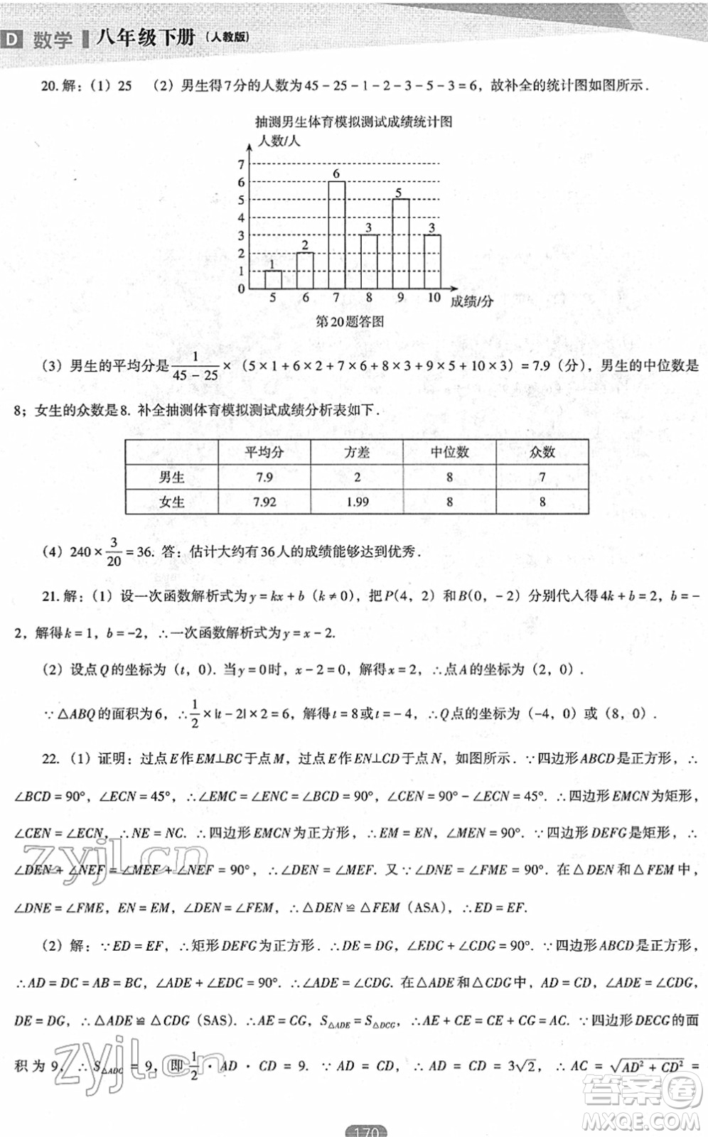 遼海出版社2022新課程數(shù)學(xué)能力培養(yǎng)八年級下冊人教版D版大連專用答案