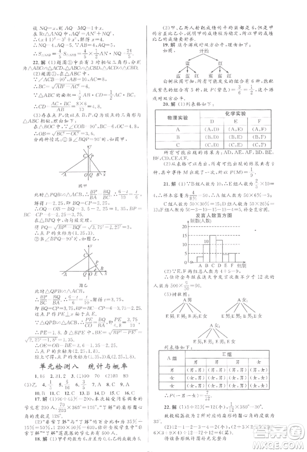 人民教育出版社2022初中總復(fù)習(xí)優(yōu)化設(shè)計(jì)九年級(jí)數(shù)學(xué)人教版參考答案