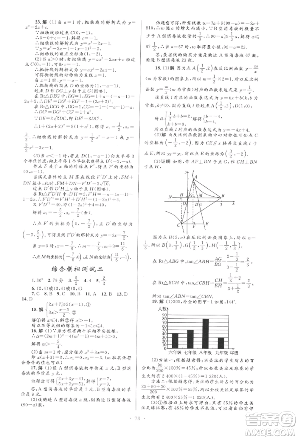 人民教育出版社2022初中總復(fù)習(xí)優(yōu)化設(shè)計(jì)九年級(jí)數(shù)學(xué)人教版參考答案