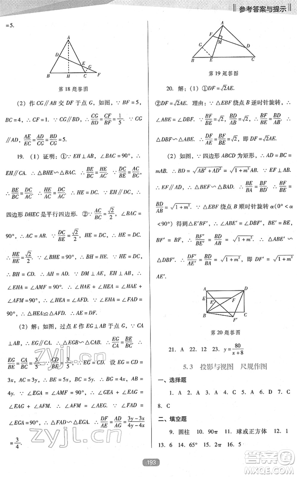 遼海出版社2022新課程數(shù)學能力培養(yǎng)九年級下冊人教版D版大連專用答案