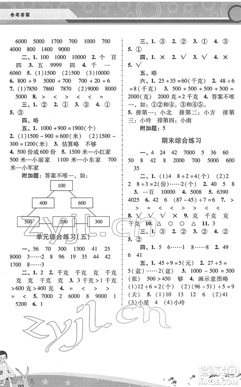 廣西師范大學(xué)出版社2022新課程學(xué)習(xí)輔導(dǎo)二年級數(shù)學(xué)下冊人教版答案