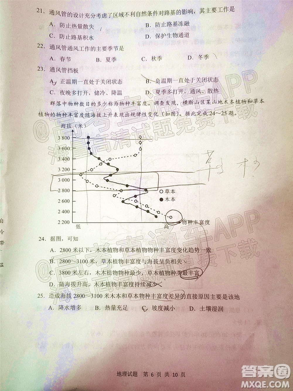 渭南市2022屆高三教學質(zhì)量檢測1地理試題及答案
