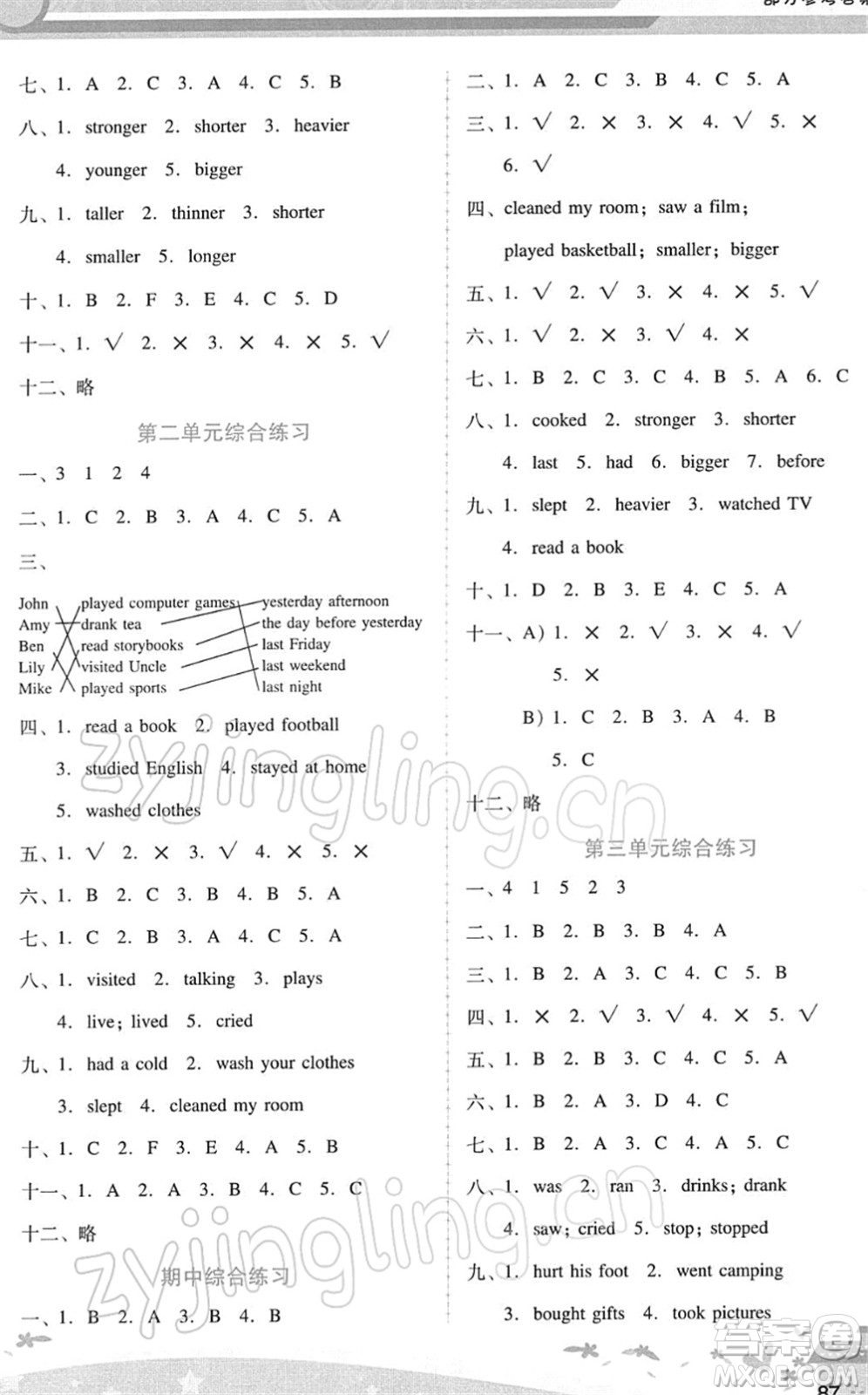 廣西師范大學(xué)出版社2022新課程學(xué)習(xí)輔導(dǎo)六年級英語下冊人教版答案
